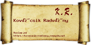 Kovácsik Radvány névjegykártya